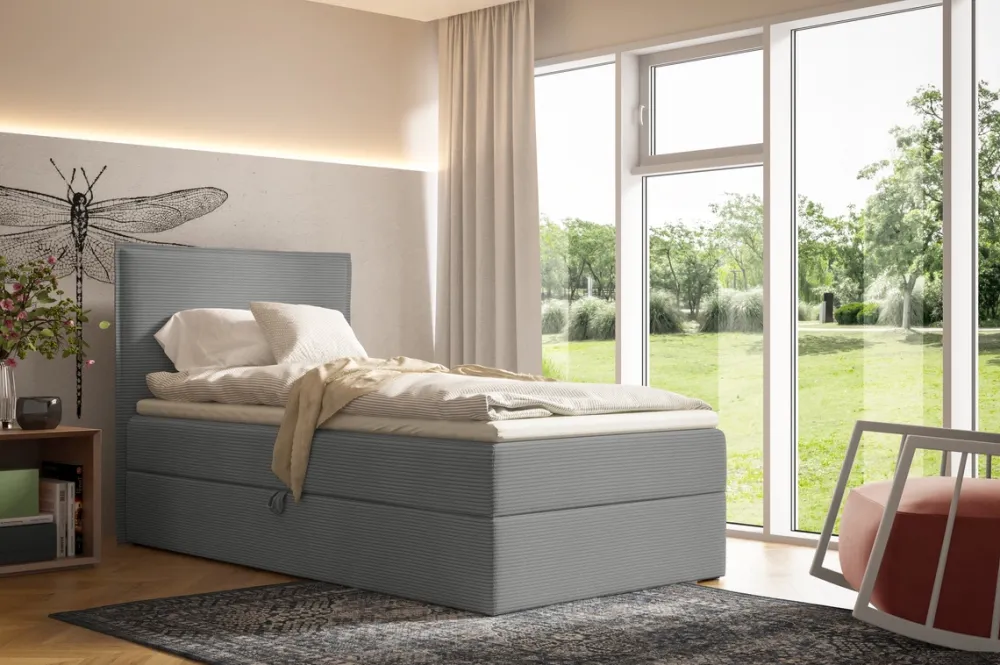 Łóżka Młodzieżowe|Łóżka Ze Stelażem>BROMARKT Szare łóżko kontynentalne 80x200 cm do pokoju dziecka MALIBU