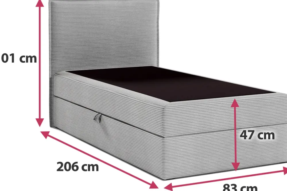 Łóżka Młodzieżowe|Łóżka Ze Stelażem>BROMARKT Szare łóżko kontynentalne 80x200 cm do pokoju dziecka MALIBU