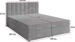 Łóżka Małżeńskie|Łóżka Ze Stelażem></noscript>BROMARKT Szare łóżko kontynentalne 180x200 cm DENVER pojemnik na pościel