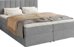 Meble Młodzieżowe|Łóżka Młodzieżowe>BROMARKT Szare łóżko kontynentalne 140x200 cm DENVER pojemnik na pościel