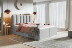 Łóżka Młodzieżowe|Łóżka Ze Stelażem></noscript>Riban Szare łóżko kontynentalne 120x200 cm tapicerowane jednoosobowe BALENO