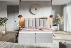 Łóżka Młodzieżowe|Łóżka Ze Stelażem></noscript>Riban Szare łóżko kontynentalne 120x200 cm tapicerowane jednoosobowe BALENO