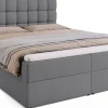 Łóżka Ze Stelażem|Łóżka Z Materacem>BROMARKT Szare łóżko kontynentalne 160x200 cm z pojemnikiem DAKOTA