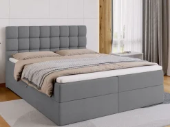 Łóżka Ze Stelażem|Łóżka Z Materacem></noscript>BROMARKT Szare łóżko kontynentalne 160x200 cm z pojemnikiem DAKOTA