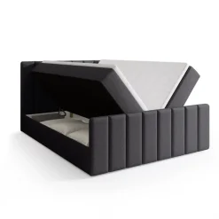 Meble Młodzieżowe|Łóżka Młodzieżowe>BROMARKT Szare łóżko kontynentalne 140x200 cm z pojemnikiem DENVER DUO