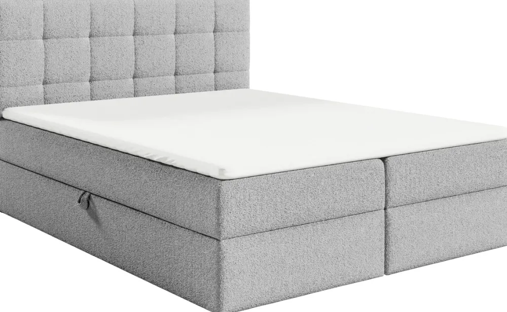 Łóżka Młodzieżowe|Łóżka Ze Stelażem>BROMARKT Szare łóżko kontynentalne 140x200 cm z pojemnikiem do sypialni ASPEN boucle