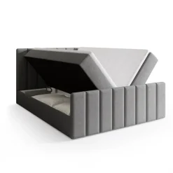 Meble Młodzieżowe|Łóżka Młodzieżowe>BROMARKT Szare łóżko kontynentalne 140x200 cm z pojemnikiem DENVER DUO