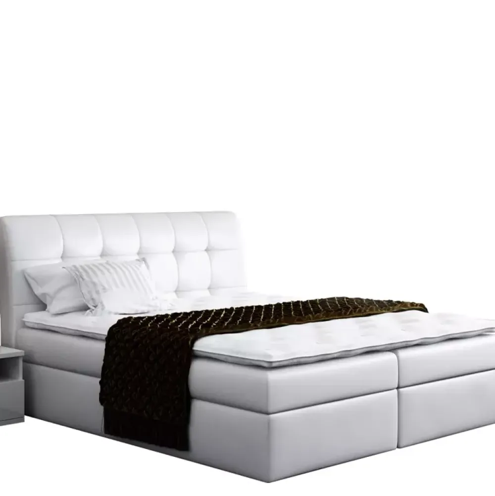 Łóżka Z Pojemnikiem|Łóżka Szare>Gruszka Szare łóżko kontynentalne 160x200 z ekoskóry DENIS