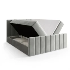 Meble Młodzieżowe|Łóżka Młodzieżowe>BROMARKT Szare łóżko kontynentalne 140x200 cm z pojemnikiem DENVER DUO