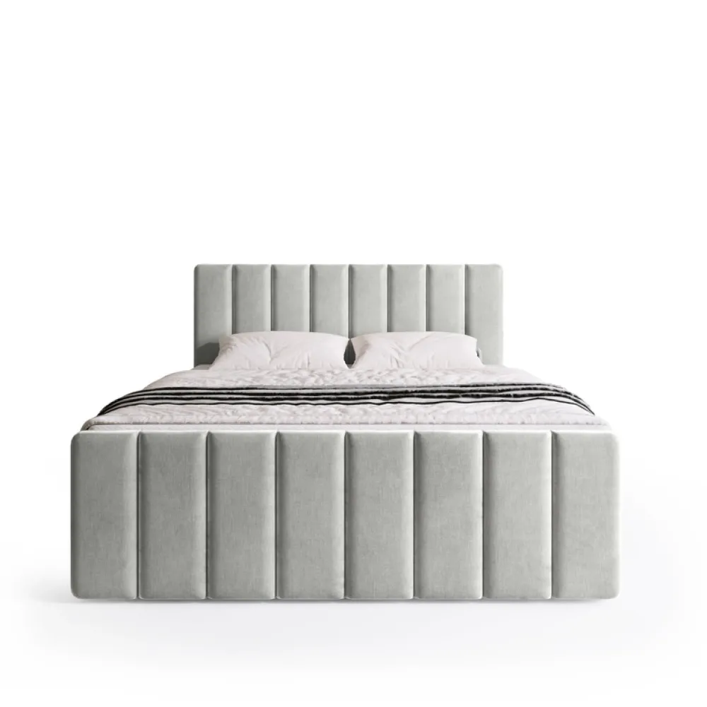 Meble Młodzieżowe|Łóżka Młodzieżowe>BROMARKT Szare łóżko kontynentalne 140x200 cm z pojemnikiem DENVER DUO