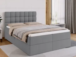 Meble Młodzieżowe|Łóżka Młodzieżowe></noscript>BROMARKT Szare łóżko kontynentalne 140x200 cm do sypialni DAKOTA