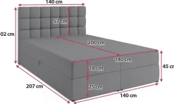 Meble Młodzieżowe|Łóżka Młodzieżowe></noscript>BROMARKT Szare łóżko kontynentalne 140x200 cm do sypialni DAKOTA