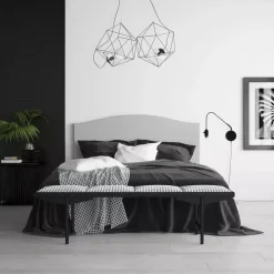 Łóżka Młodzieżowe|Łóżka Z Zagłówkiem>Laaph Studio Szare łóżko kontynentalne 140x200 VISTA