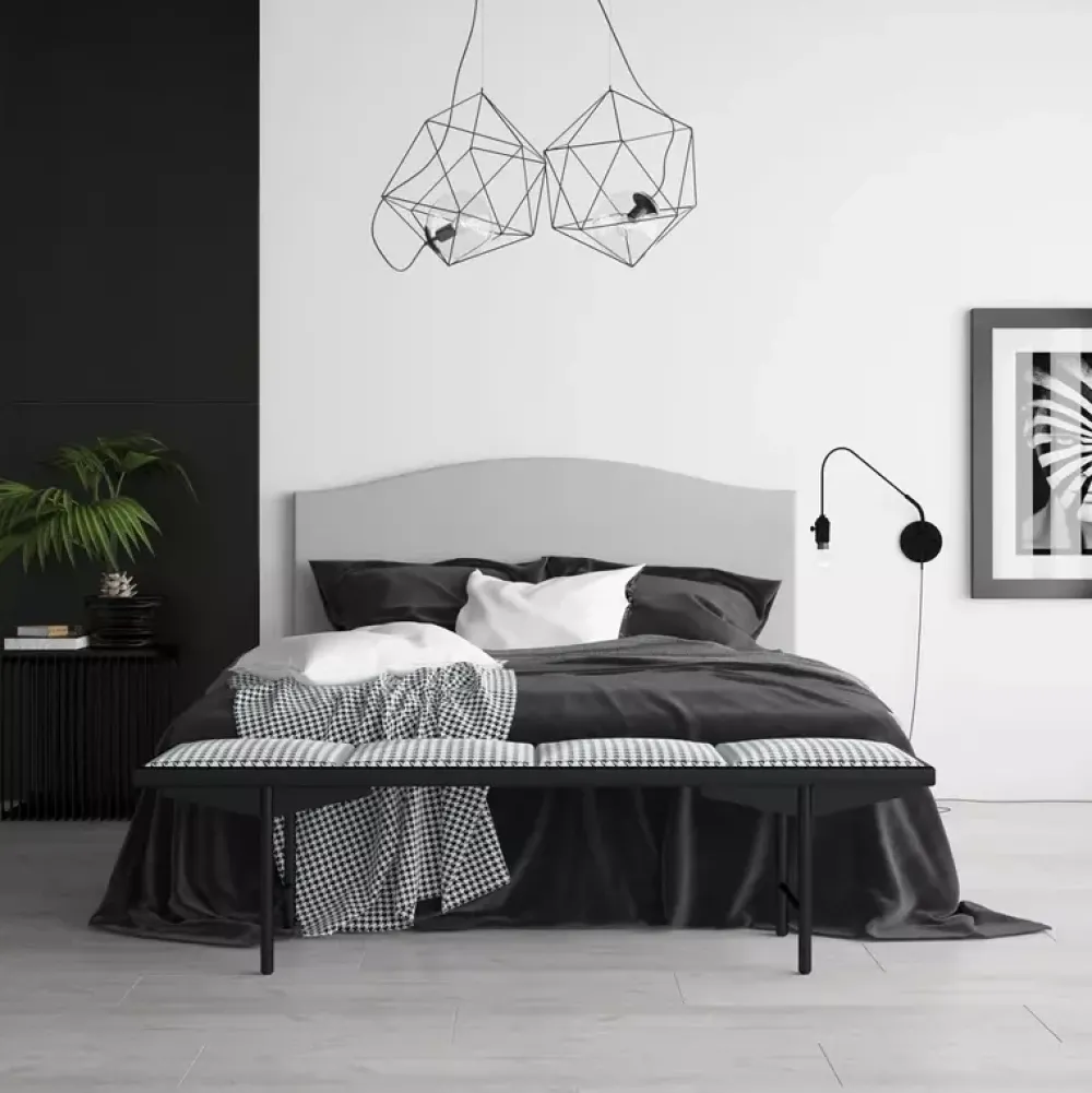 Łóżka Młodzieżowe|Łóżka Z Zagłówkiem>Laaph Studio Szare łóżko kontynentalne 140x200 VISTA