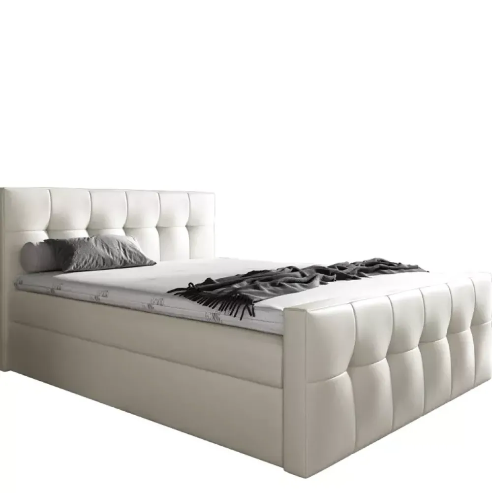 Łóżka Młodzieżowe|Łóżka Z Zagłówkiem>Gruszka Szare Łóżko Kontynentalne 140x200 z ekoskóry MAX