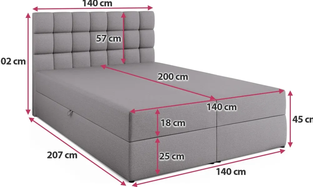 Meble Młodzieżowe|Łóżka Młodzieżowe>BROMARKT Szare łóżko kontynentalne z pojemnikiem 140x200 cm DAKOTA