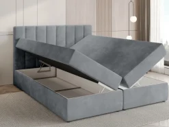 Łóżka Małżeńskie|Łóżka Ze Stelażem>BROMARKT Szare łóżko kontynentalne z pojemnikiem na pościel 180x200 cm DENVER