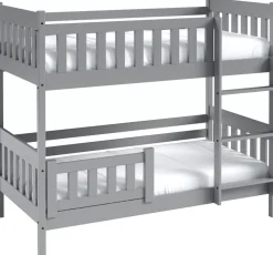 Meble Dla Dzieci|Łóżka Młodzieżowe>Meblomal Szare łóżko piętrowe w stylu skandynawskim do pokoju dziecięcego 80x190 cm LUMISLE szary