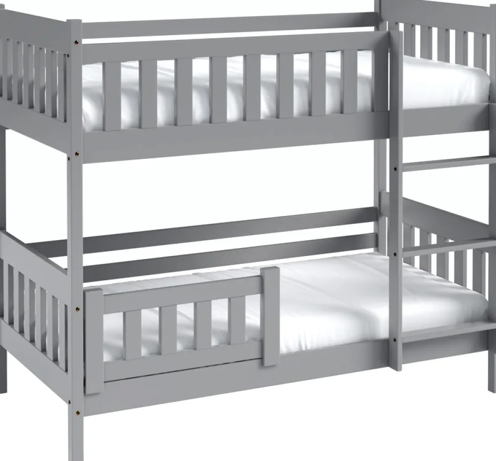 Meble Dla Dzieci|Łóżka Młodzieżowe>Meblomal Szare łóżko piętrowe w stylu skandynawskim do pokoju dziecięcego 80x190 cm LUMISLE szary