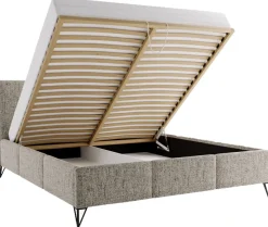 Łóżka Kontynentalne|Łóżka Małżeńskie>UNISTYL MEBLE Szare łóżko sypialniane LORIO 140x200 cm z pojemnikiem na pościel