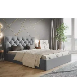 Łóżka Młodzieżowe|Łóżka Z Zagłówkiem>Riban Szare łóżko 160x200 cm do sypialni TESAR