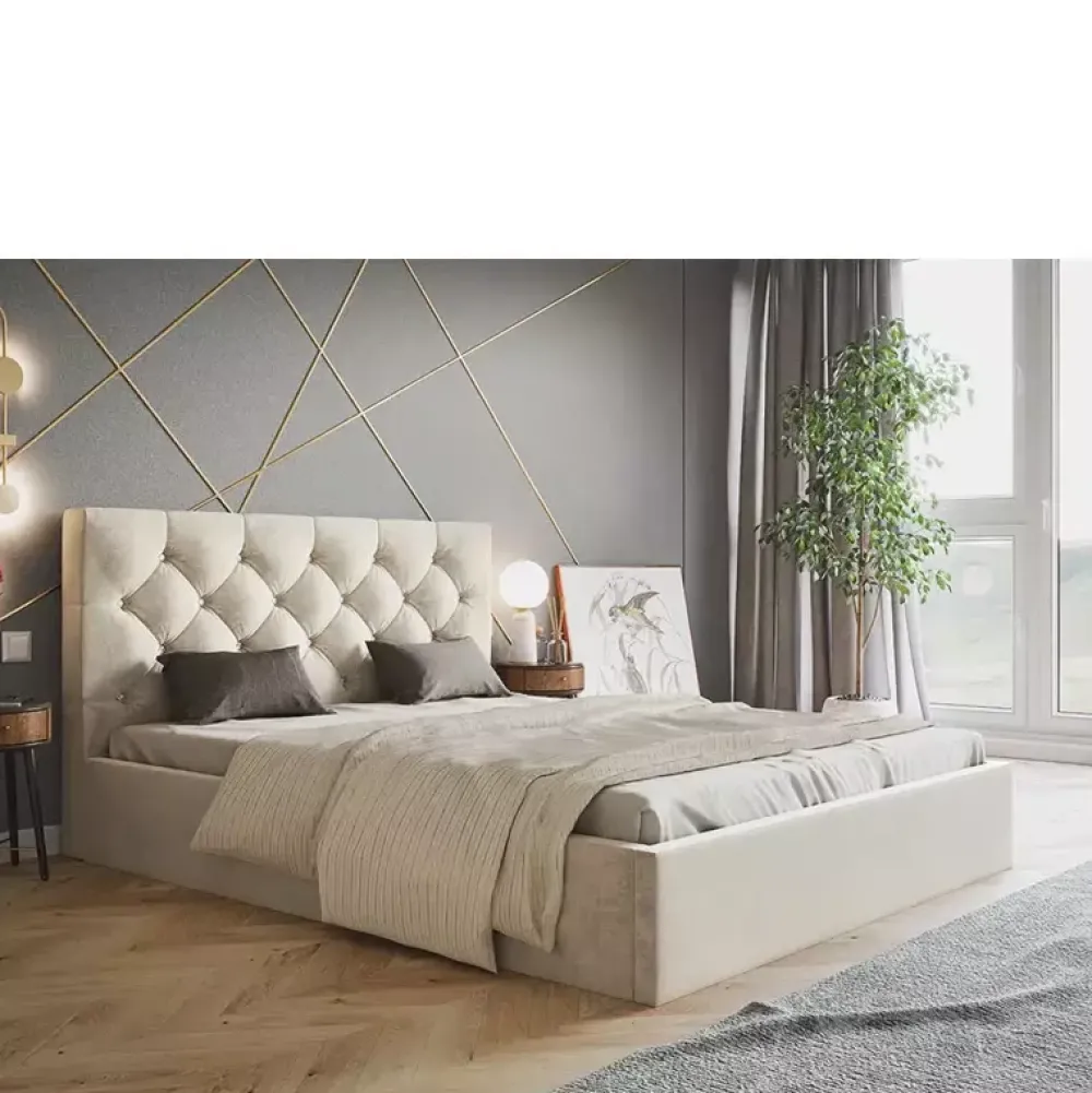 Łóżka Młodzieżowe|Łóżka Z Zagłówkiem>Riban Szare łóżko 160x200 cm do sypialni TESAR