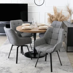 Krzesła Tapicerowane|Krzesła>MEBEL ELITE Szare krzesło obrotowe do jadalni LUMA 2 welurowe