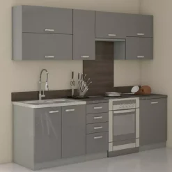 Meble Kuchenne>Lempert Szare meble do kuchni SILVER 1 szary