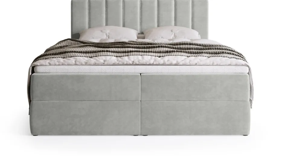 Łóżka Małżeńskie|Łóżka Ze Stelażem>BROMARKT Szare nowoczesne łóżko kontynentalne 180x200 cm DENVER