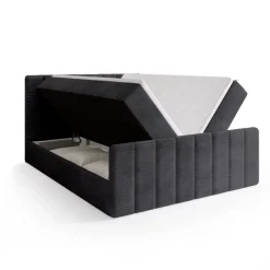 Meble Młodzieżowe|Łóżka Młodzieżowe>BROMARKT Szare sztruksowe łóżko kontynentalne 140x200 cm z pojemnikiem DENVER DUO