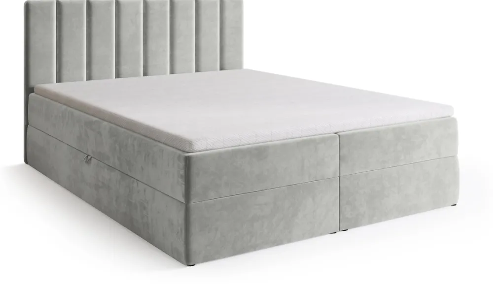 Łóżka Małżeńskie|Łóżka Ze Stelażem>BROMARKT Szare welurowe łóżko kontynentalne 160x200 cm DENVER