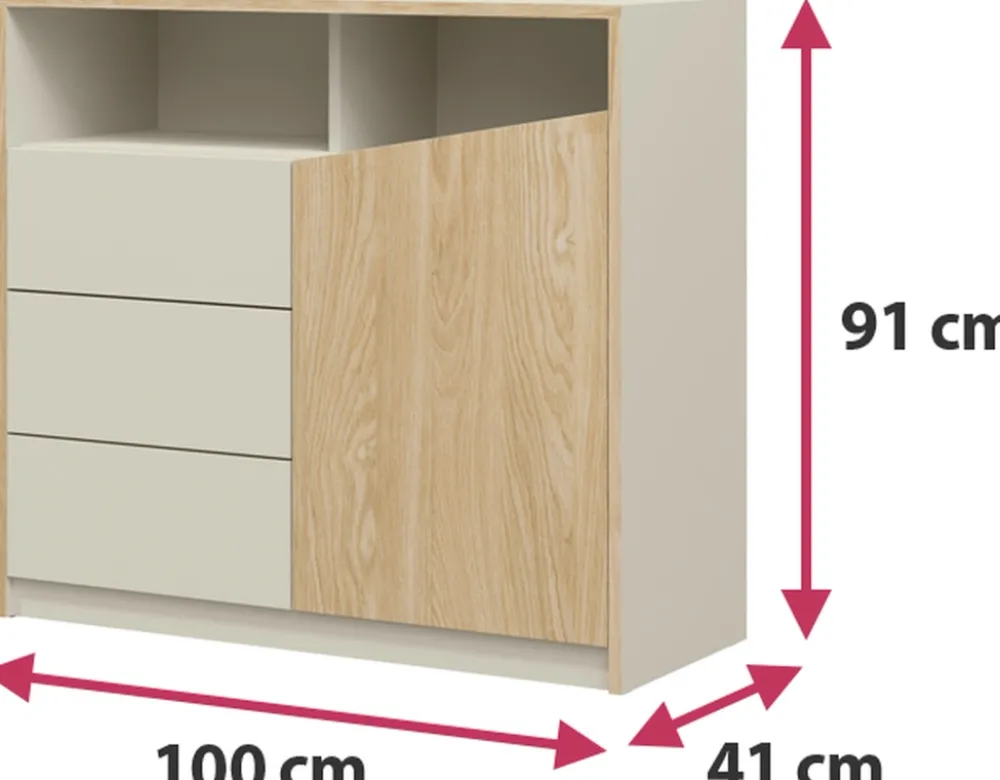 Zestawy Mebli Do Sypialni|Komody>JUREK Szarobeżowa komoda z szufladami 100 cm do salonu AMADEO