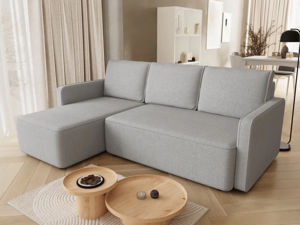 Meble Dla Dzieci|Meble Młodzieżowe>BROMARKT Szary mały narożnik z funkcją spania do salonu QULIO pojemnik