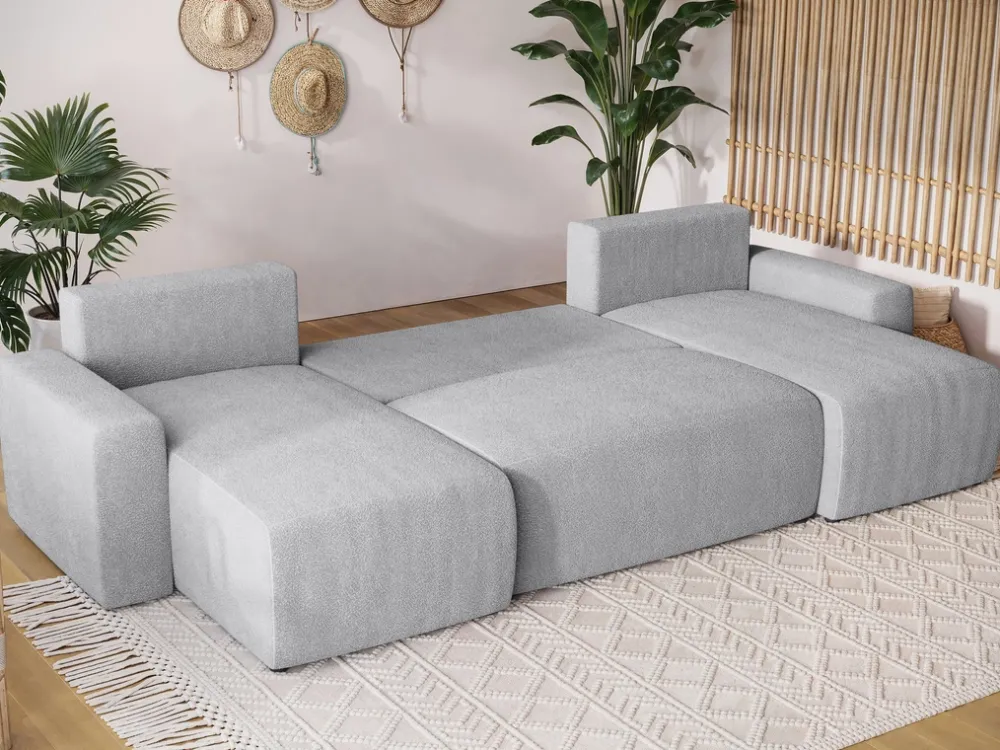 Narożniki>BROMARKT Szary narożnik do salonu z funkcją spania i pojemnikiem PLUSH U