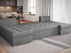 Narożniki>BROMARKT Szary narożnik duży do salonu rozkładany HOT U SLIM z funkcją spania