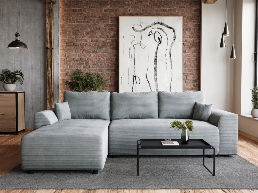 Meble Dla Dzieci|Narożniki>BROMARKT Szary narożnik rozkładany do salonu z funkcją spania ROMEO