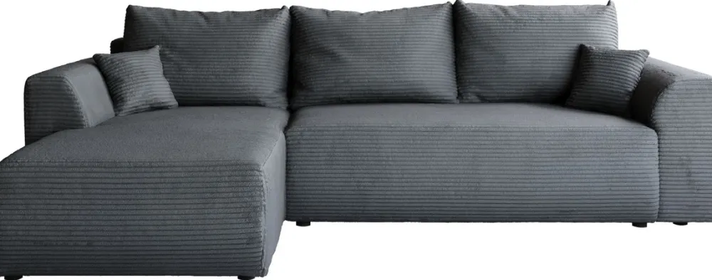 Meble Dla Dzieci|Narożniki>BROMARKT Szary narożnik rozkładany do salonu z funkcją spania sztruksowy ROMEO