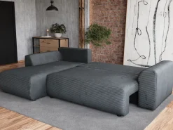 Meble Dla Dzieci|Narożniki>BROMARKT Szary narożnik rozkładany do salonu z funkcją spania sztruksowy ROMEO