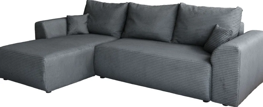 Meble Dla Dzieci|Narożniki>BROMARKT Szary narożnik rozkładany do salonu z funkcją spania sztruksowy ROMEO