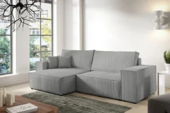 Meble Dla Dzieci|Meble Młodzieżowe>BROMARKT Szary narożnik rozkładany do salonu z pojemnikiem uniwersalny PEDRO