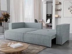 Narożniki|Meble Dla Dzieci>BROMARKT Szary narożnik sztruksowy z funkcją spania do salonu MIZARU