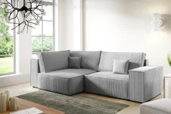 Narożniki>BROMARKT Szary narożnik sztruksowy do salonu PEDRO DUO