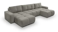 Narożniki></noscript>LASKI Szary narożnik U do salonu z funkcją spania i pojemnikiem SAVINO