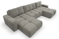 Narożniki></noscript>LASKI Szary narożnik U do salonu z funkcją spania i pojemnikiem SAVINO