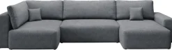 Narożniki>BROMARKT Szary narożnik w kształcie U do salonu z funkcją spania CAMILO MAXI