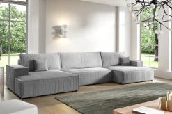 Narożniki>BROMARKT Szary narożnik w kształcie U do salonu z funkcją spania PABLO