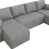 Narożniki>IZABELLA MEBLE Szary narożnik w kształcie u boucle z funkcją spania ROTTERDAM U
