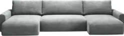 Narożniki>BROMARKT Szary narożnik w kształcie U do salonu z funkcją spania nowoczesny PATI