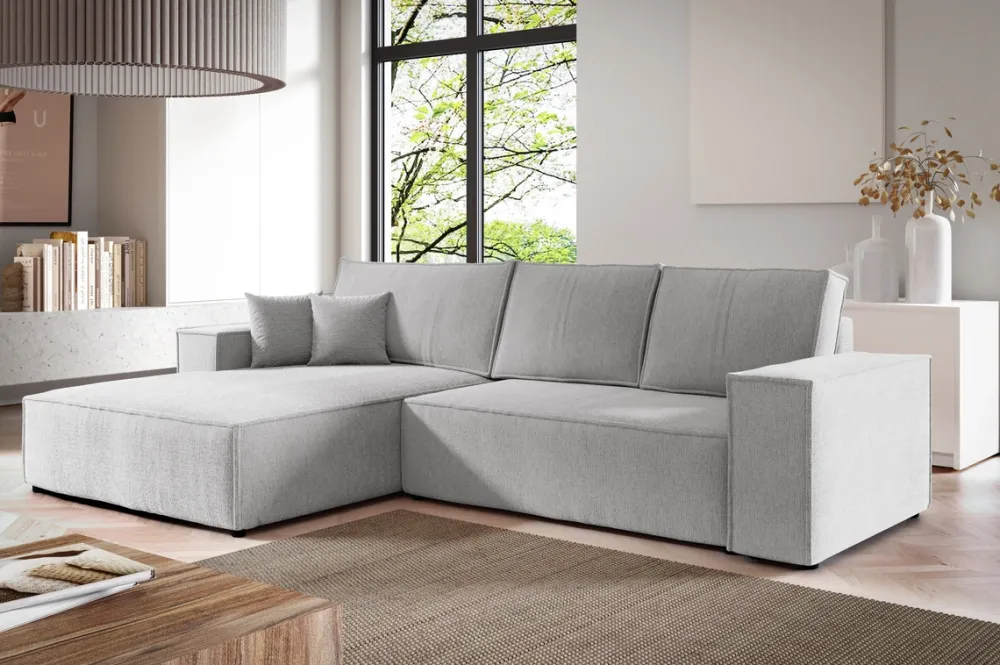 Meble Dla Dzieci|Meble Młodzieżowe>BROMARKT Szary narożnik z funkcją spania i pojemnikiem do salonu AMANDA