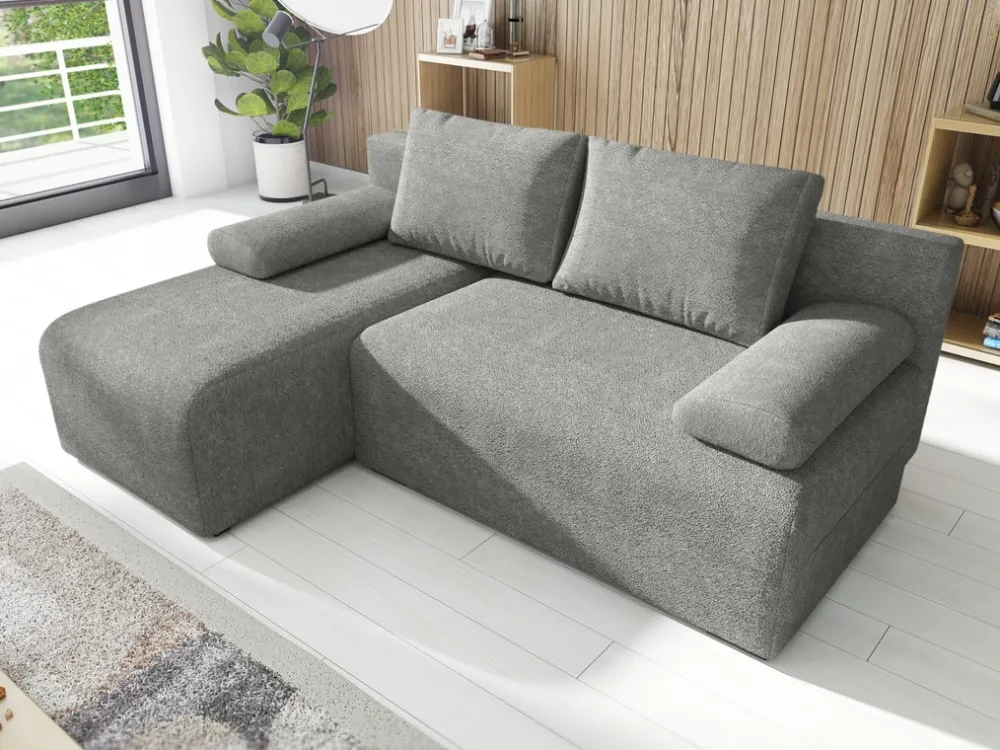 Meble Dla Dzieci|Narożniki>IZABELLA MEBLE Szary narożnik z funkcją spania do salonu boucle ERNEST